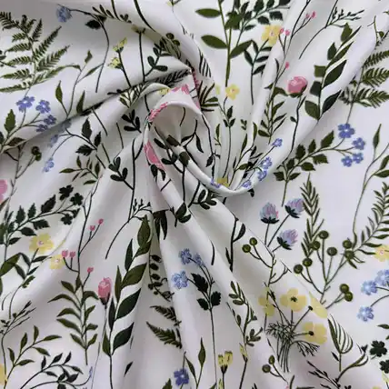 Polyester Bedding Fabric Botanical Flower Leaf Pattern